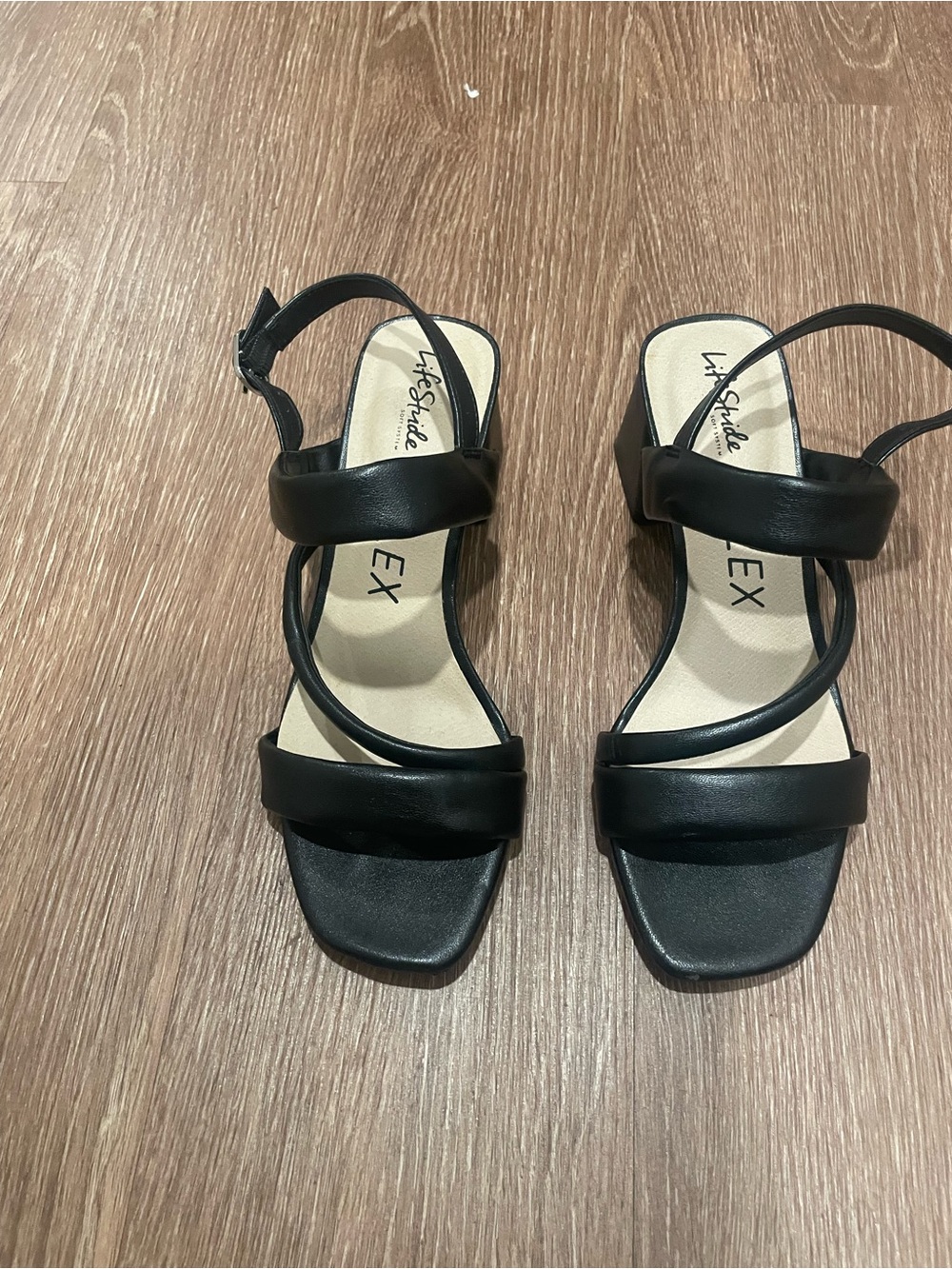 Life Stride Celia Black Strappy Block Heel Sandals - Picture 4 of 10